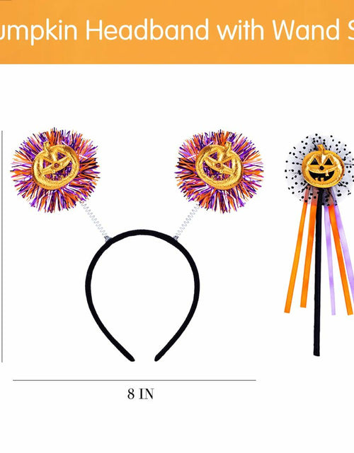 Load image into Gallery viewer, IKOLA Halloween Pumpkin Headband with Wand Set Orange &amp; Purple 1 Count
