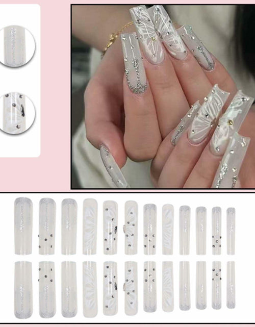 Load image into Gallery viewer, Gifiky Long Square Press-On Nails 24Pcs Gray Glitter Marble Fake Nails Women

