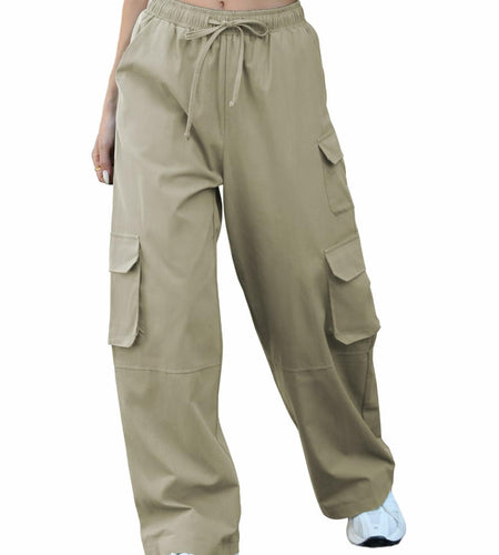 Uyvora Women's High Waisted Cargo Pants Straight Leg 7 Pockets Khaki