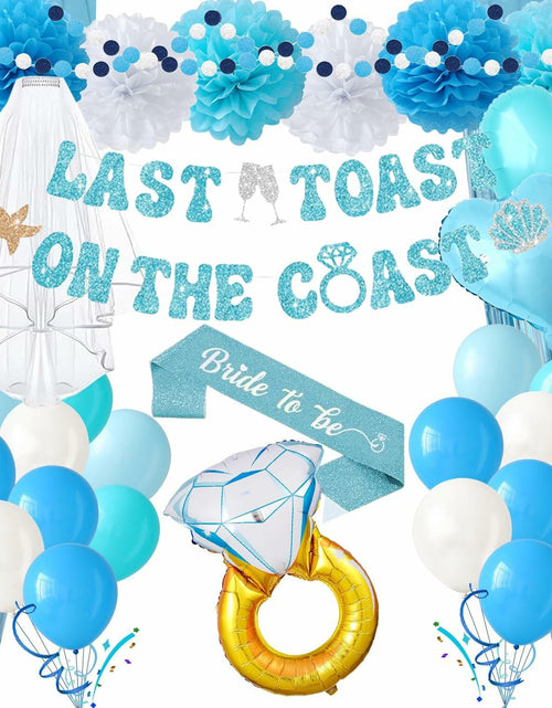 Load image into Gallery viewer, Nyvrexo Last Toast on The Coast Bachelorette Decorations Blue White Paper
