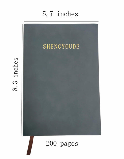 Load image into Gallery viewer, shengyoude Business A5 PU Leather Notebook 8mm Grid 200 Pages Black

