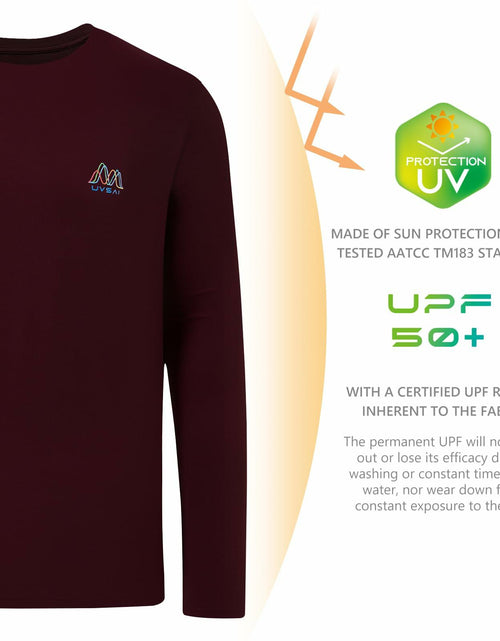 Load image into Gallery viewer, UVSAI Men’s UPF 50+ Long Sleeve Performance T-Shirt Burgundy Size 3X-Large
