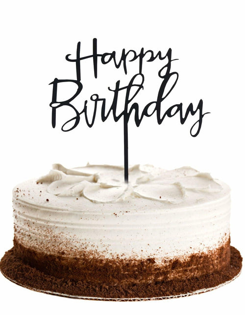 Load image into Gallery viewer, GLASNES Black Acrylic Happy Birthday Cake Topper 1 Piece Party Decor
