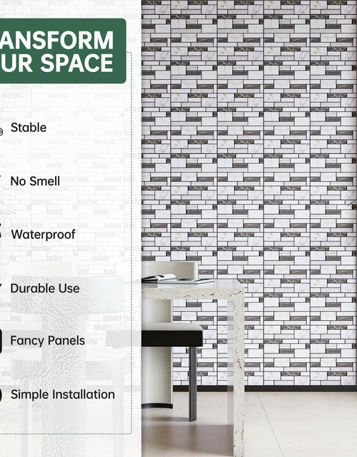 Load image into Gallery viewer, VallisCo 3D Faux Brick Wall Panel 12x12 Black White Marble 10 Pcs PVC
