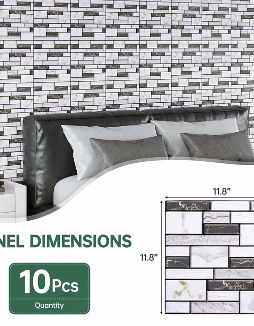 Load image into Gallery viewer, VallisCo 3D Faux Brick Wall Panel 12x12 Black White Marble 10 Pcs PVC
