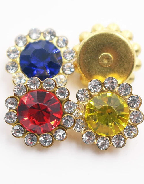 Load image into Gallery viewer, LICHLIN 100pcs 12mm Sunflower Claw Rhinestones Gold Base Mix Color
