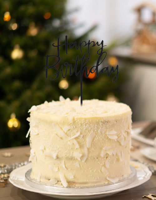 Load image into Gallery viewer, GLASNES Black Acrylic Happy Birthday Cake Topper 1 Piece Party Decor
