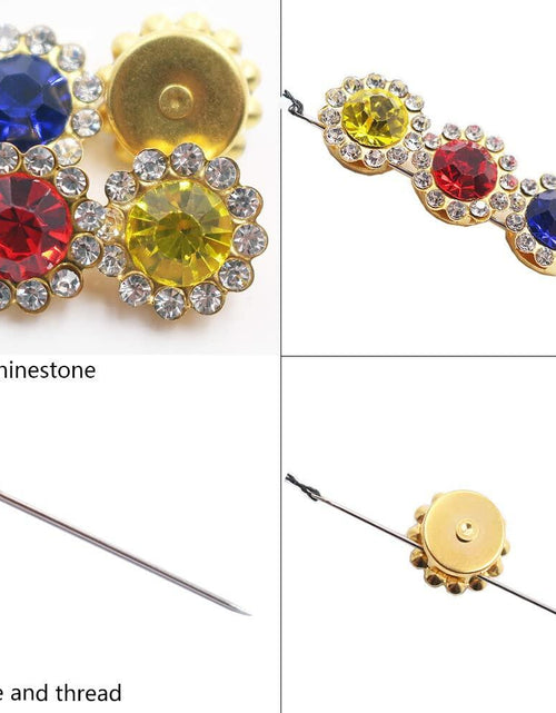 Load image into Gallery viewer, LICHLIN 100pcs 12mm Sunflower Claw Rhinestones Gold Base Mix Color
