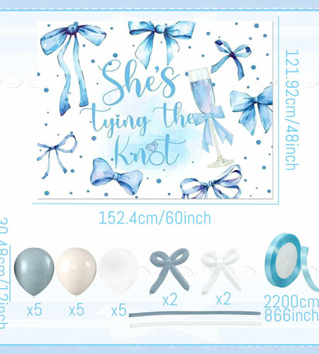 BACH AND BOUJEE She's Tying The Knot Backdrop Blue Bridal Shower Banner
