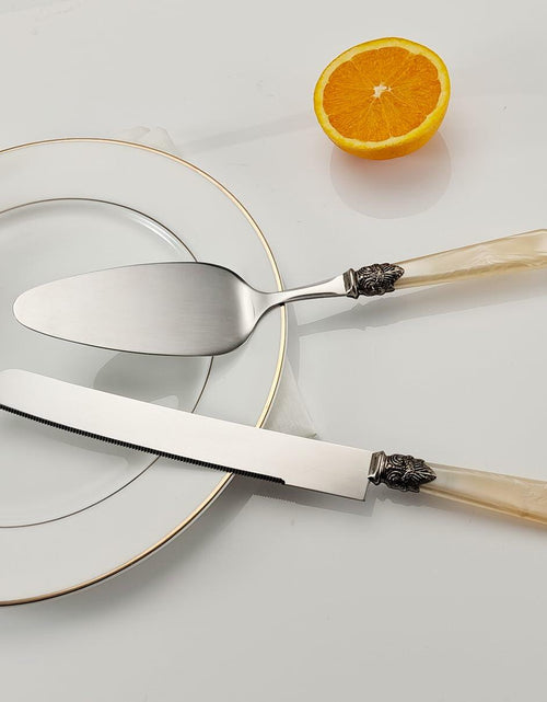 Load image into Gallery viewer, CATHYLIN Wedding Cake Knife &amp; Server Set, Italian Style, 2 pcs, Yellow
