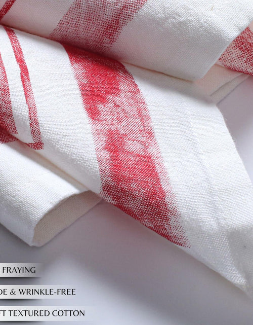 Load image into Gallery viewer, Palisa Cloth Dinner Napkins Set of 4 18x18 Inches Red Frame Border Cotton
