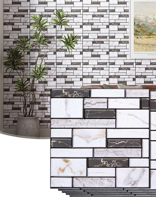 Load image into Gallery viewer, VallisCo 3D Faux Brick Wall Panel 12x12 Black White Marble 10 Pcs PVC
