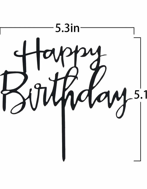 Load image into Gallery viewer, GLASNES Black Acrylic Happy Birthday Cake Topper 1 Piece Party Decor
