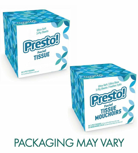 Amazon Presto! Ultra-Soft 3-Ply Facial Tissues 264 Count White 4 Packs