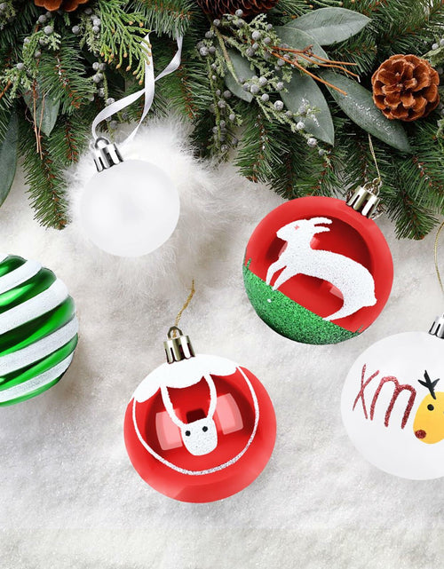 Load image into Gallery viewer, yintok Christmas Ornaments Balls 37ct 2.36" &amp; 1.18" Red Green White Xmas
