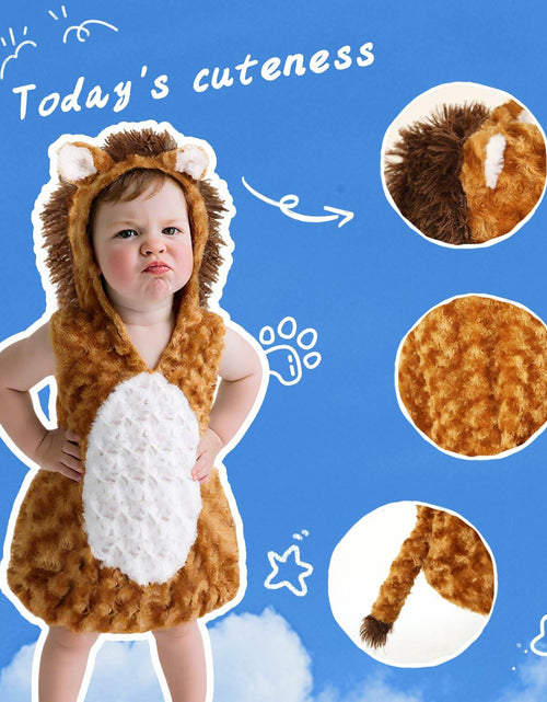 Load image into Gallery viewer, UQJE Baby Toddler Lion Costume Plush Furry Halloween Brown Size 3'-3'4"
