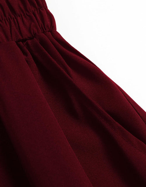 Load image into Gallery viewer, TuoGo Women's Elastic Waist A-Line Midi Skirt Wine Red Size S
