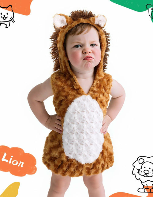 Load image into Gallery viewer, UQJE Baby Toddler Lion Costume Plush Furry Halloween Brown Size 3'-3'4"
