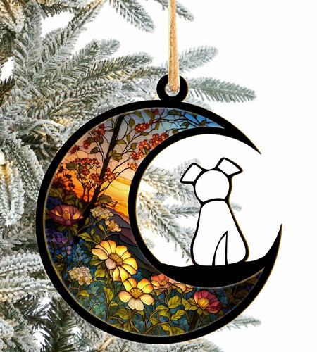 LOVELYPOD Dog Ornament Suncatcher Memorial Gift White 4 Inch