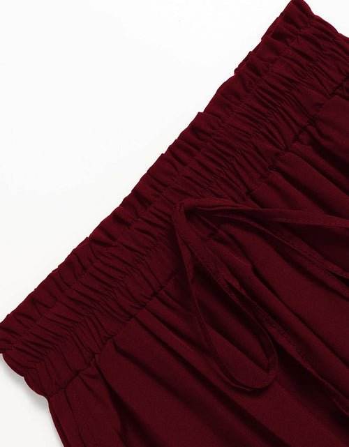 Load image into Gallery viewer, TuoGo Women's Elastic Waist A-Line Midi Skirt Wine Red Size S
