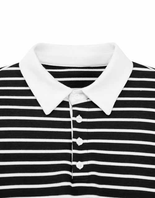 Load image into Gallery viewer, LilyCoco Women Long Sleeve Polo Striped Sweatshirt Black Size Small

