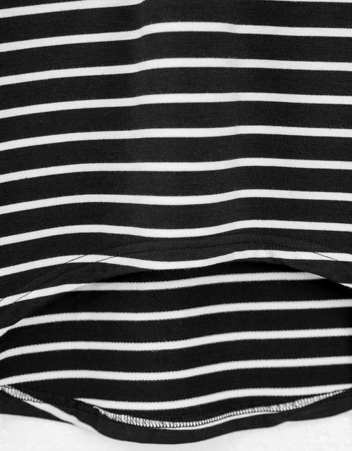 Load image into Gallery viewer, LilyCoco Women Long Sleeve Polo Striped Sweatshirt Black Size Small
