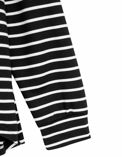 Load image into Gallery viewer, LilyCoco Women Long Sleeve Polo Striped Sweatshirt Black Size Small
