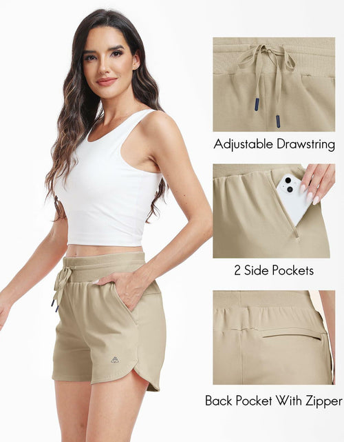 Load image into Gallery viewer, Haimont Women's Cotton Sweat Shorts 4" Khaki Loose Fit Pockets Size XL
