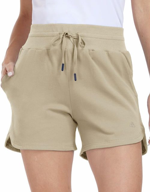 Load image into Gallery viewer, Haimont Women's Cotton Sweat Shorts 4" Khaki Loose Fit Pockets Size XL
