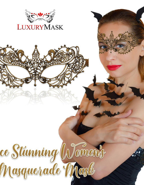 Load image into Gallery viewer, Gold Masquerade Mask For Women - Lace Masquerade Masks for Masquerade Party,
