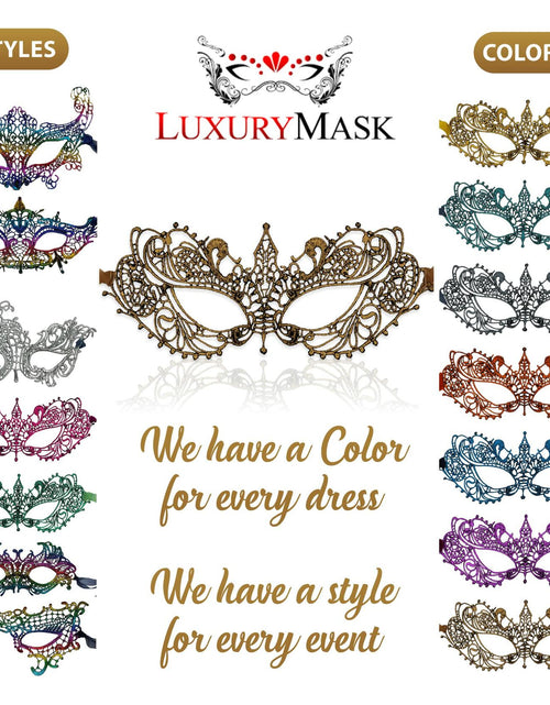 Load image into Gallery viewer, Gold Masquerade Mask For Women - Lace Masquerade Masks for Masquerade Party,
