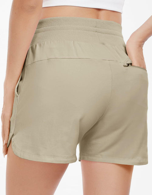 Load image into Gallery viewer, Haimont Women's Cotton Sweat Shorts 4" Khaki Loose Fit Pockets Size XL
