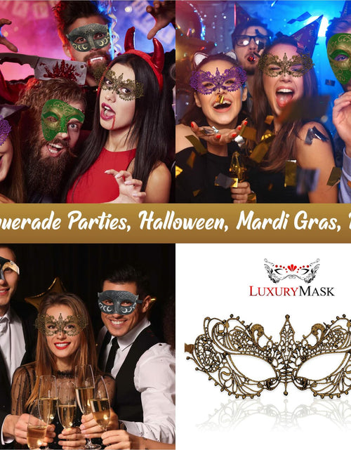 Load image into Gallery viewer, Gold Masquerade Mask For Women - Lace Masquerade Masks for Masquerade Party,
