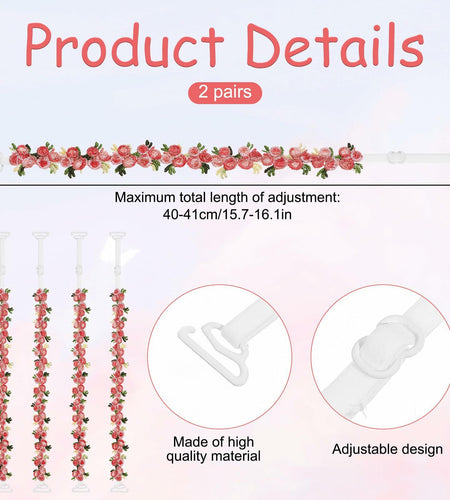 Yolev 2 Pairs Decorative Removable Flower Bra Straps Snow Bud Color One Size
