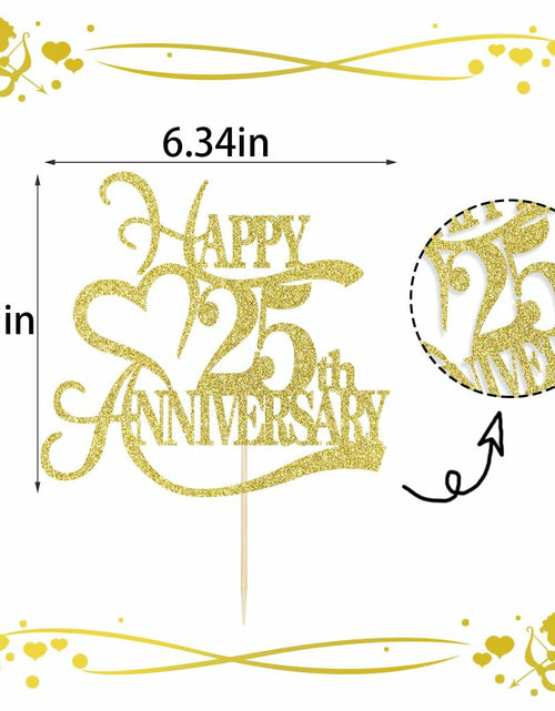 Load image into Gallery viewer, Yetxel Gold Glitter 25th Anniversary Cake Topper - 25th Wedding Anniversary
