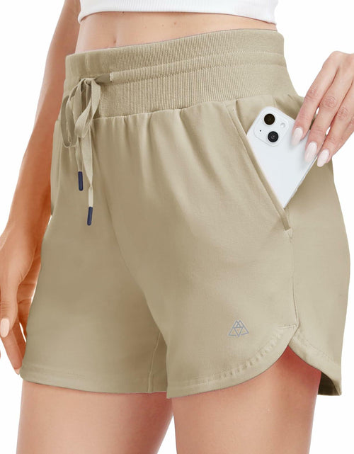 Load image into Gallery viewer, Haimont Women's Cotton Sweat Shorts 4" Khaki Loose Fit Pockets Size XL
