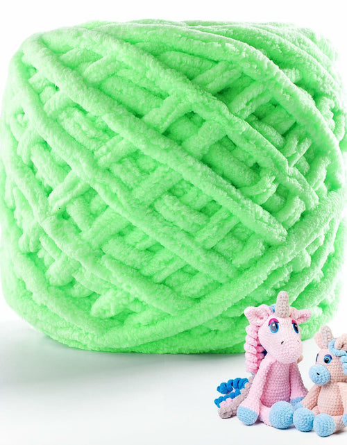 Load image into Gallery viewer, Chunky Chenille Yarn Light Green Soft Thick Crochet Knitting Yarn 74yd 3.5oz

