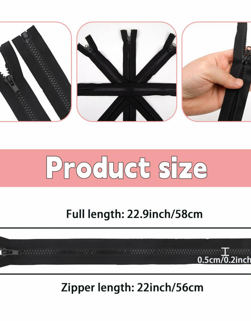 Load image into Gallery viewer, YAKA 4PCS #5 22in Separating Jacket Zippers Black Molded Plastic Size 22in
