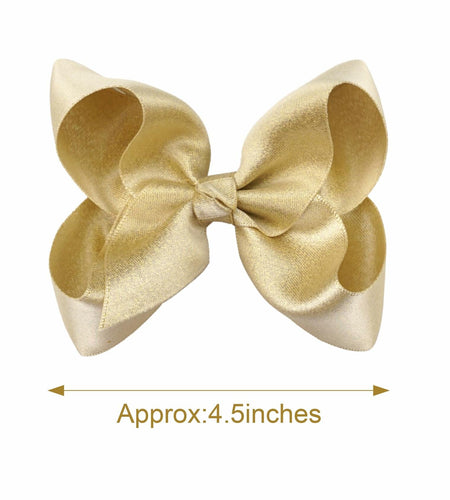CÉLLOT 4.5" Shining Gold Hair Bows Alligator Clips 2 Pack