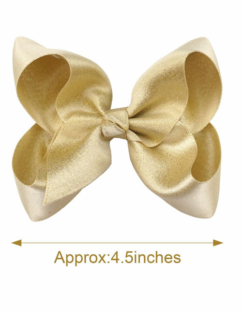 Load image into Gallery viewer, CÉLLOT 4.5" Shining Gold Hair Bows Alligator Clips 2 Pack
