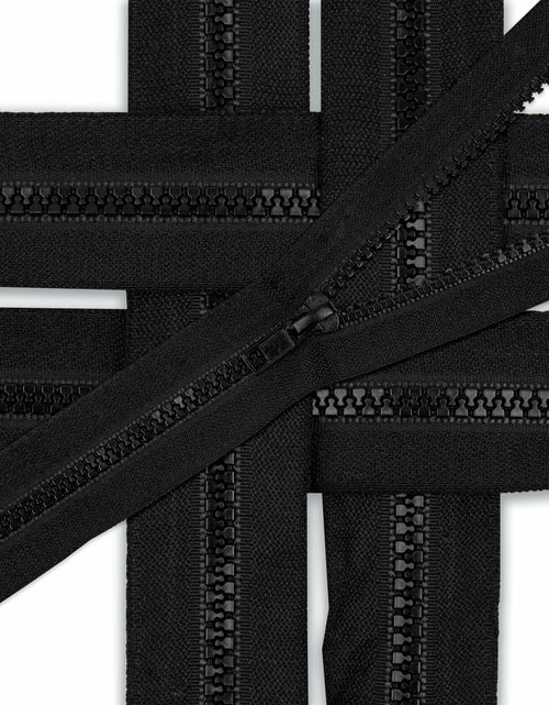 Load image into Gallery viewer, YAKA 4PCS #5 22in Separating Jacket Zippers Black Molded Plastic Size 22in
