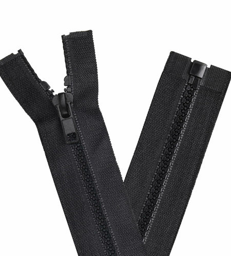 YAKA 4PCS #5 22in Separating Jacket Zippers Black Molded Plastic Size 22in