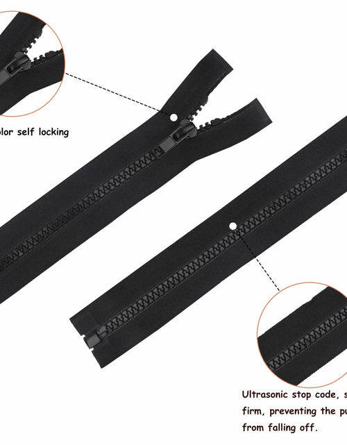 Load image into Gallery viewer, YAKA 4PCS #5 22in Separating Jacket Zippers Black Molded Plastic Size 22in
