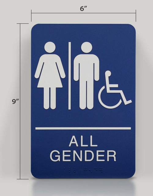 Load image into Gallery viewer, Headline Sign 9487 ADA Wheelchair Accessible All Gender Restroom Sign 6x9 Blue
