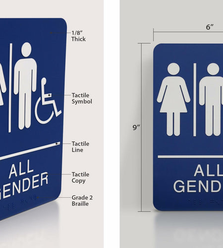 Headline Sign 9487 ADA Wheelchair Accessible All Gender Restroom Sign 6x9 Blue