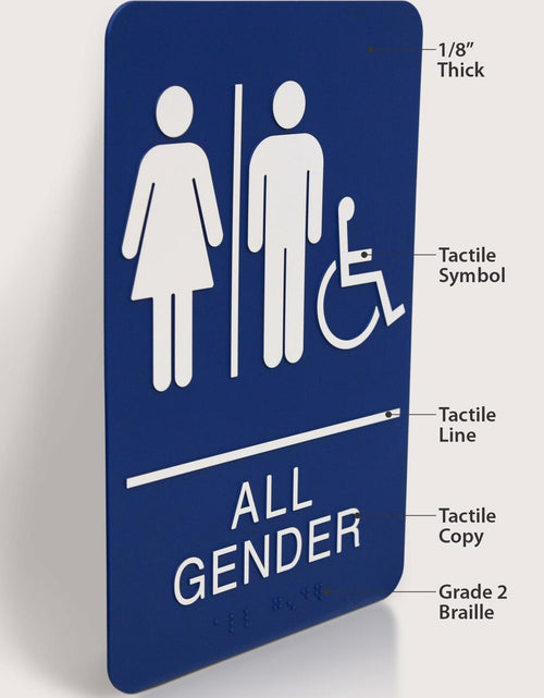 Load image into Gallery viewer, Headline Sign 9487 ADA Wheelchair Accessible All Gender Restroom Sign 6x9 Blue
