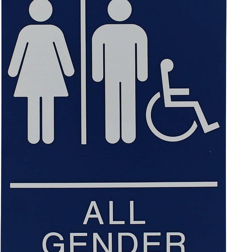 Headline Sign 9487 ADA Wheelchair Accessible All Gender Restroom Sign 6x9 Blue
