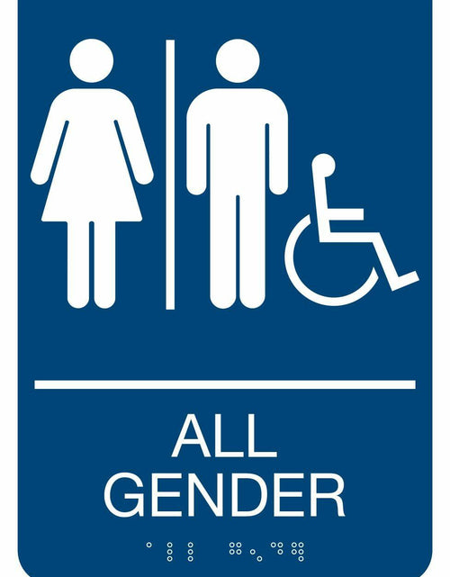 Load image into Gallery viewer, Headline Sign 9487 ADA Wheelchair Accessible All Gender Restroom Sign 6x9 Blue
