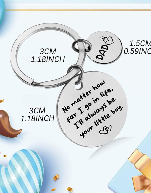 Load image into Gallery viewer, URECOVER Silver Stainless Steel Engraved Keychain for Dad from Son Hearts
