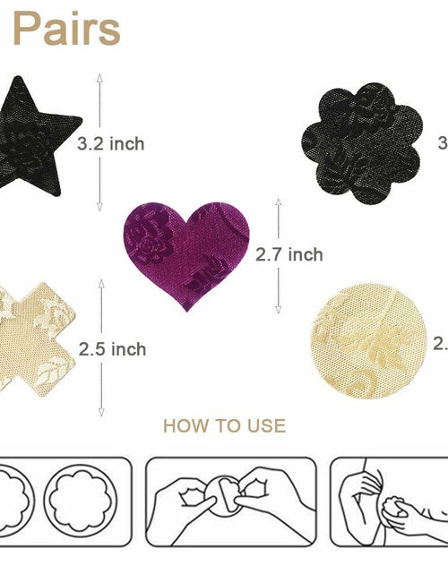 Load image into Gallery viewer, JROZXF Lace Nipple Pasties Adhesive Disposable Bra Covers 15 Pairs Size 3.2inch
